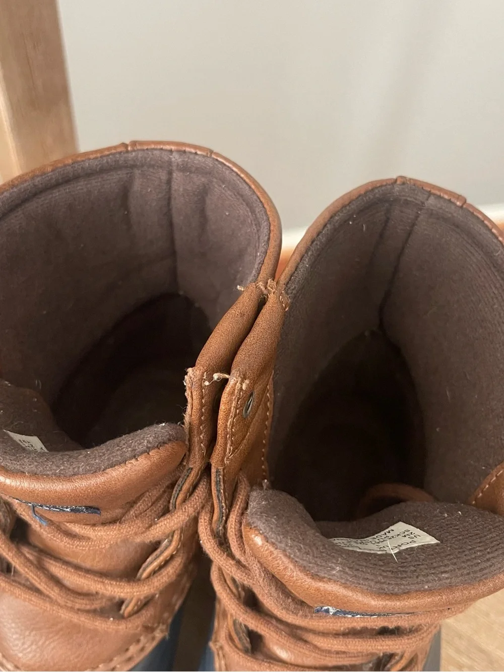 Sperry Port Duck Boots Kids Size 2 Brown Navy Waterproof Rain Boots Fall Shoes
